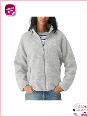 Fuzzy Fleece Jacket Women Full Zip Sherpa Warm Coat Fall Winter
